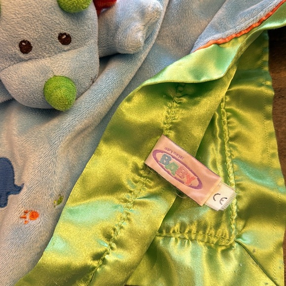 Mary Meyer Baby Dinosaur Blue Security Blanket Lovey 16" Soft Plush Velour Satin - Picture 5 of 8